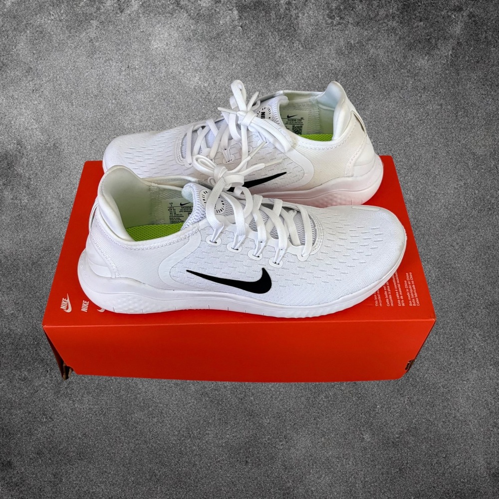 Nike Free RN 2018 Running Shoes Mens 7 White Black 942836-100 NIB NEW